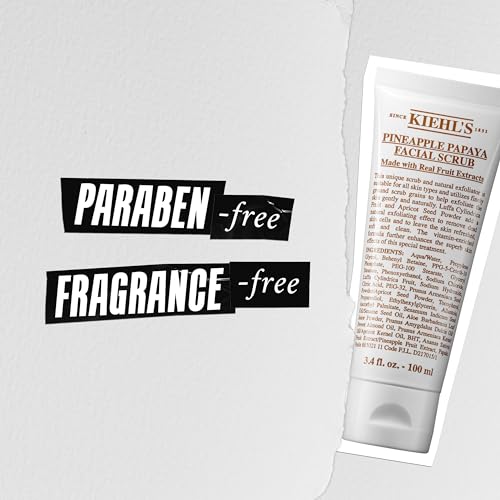 Kiehl's Pineapple Papaya Facial Scrub, Exfoliating Face Cleanser for All Skin Types, Removes Dead Skin for Softer & Smoother Skin, with Luffa Cylindrica Fruit & Apricot Seed Powder - 3.4 fl oz